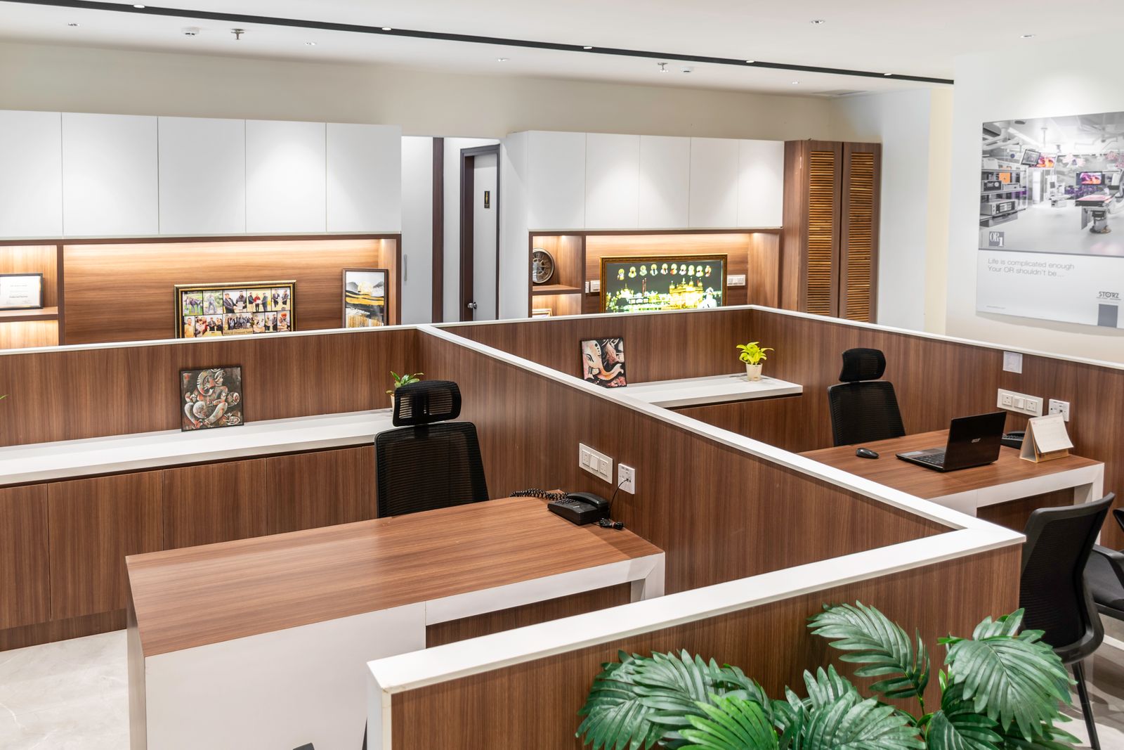 Office workstations with timber joinery